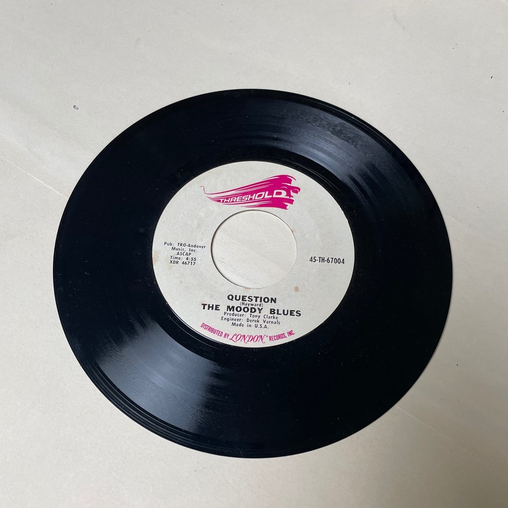 The Moody Blues Question / Candle of‎ Life 45 RPM Record 1970 Threshold